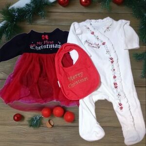 Little Wonders Red and White Christmas Matching Set